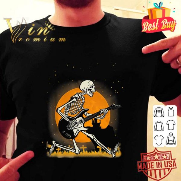 Premium Skeleton playing guitar halloween shirt 2