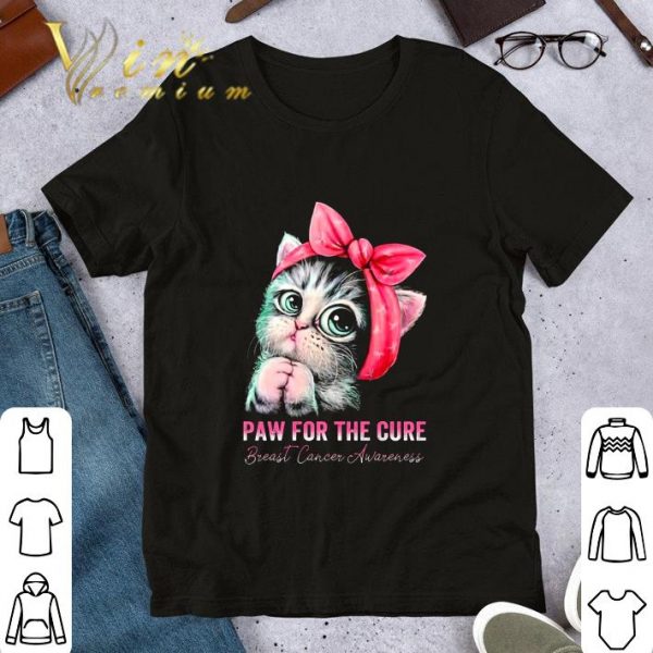 Original Kitten Cat Paw For The Cure Breast Cancer Awareness shirt 1