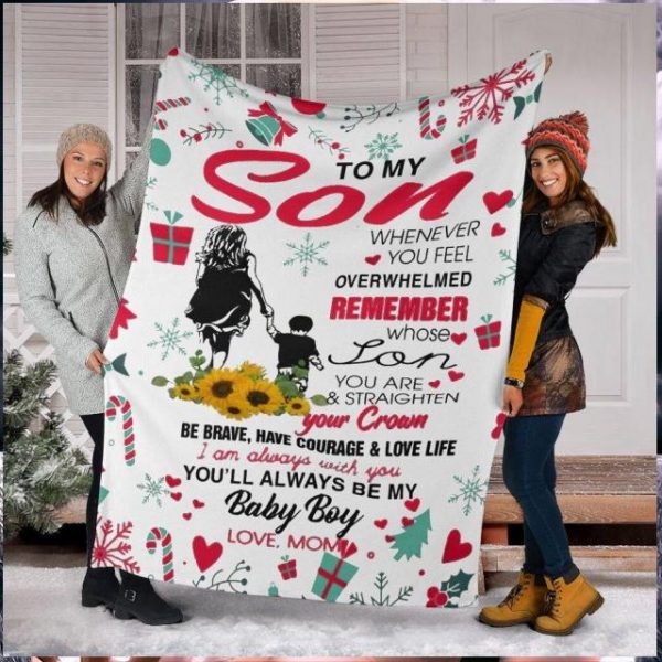 Mother's day To my son whenever you feel overwhelmed Christmas Quilt Blanket 2