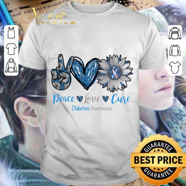 Official Peace Love Cure Diabetes Awareness Sunflower shirt 1