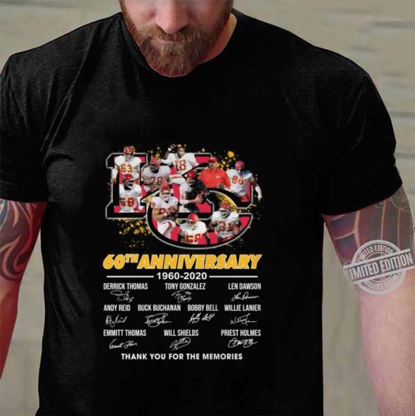 Original Kansas City Chiefs 60th anniversary 1960-2020 signatures thank you for the memories shirt 3