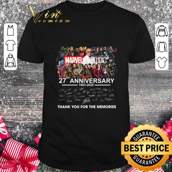 Funny Stan Lee Marvel Studios 27th Anniversary 1993-2020 signatures shirt 1