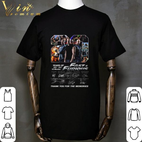 Fast & Furious 20 year of 2001-2021 10 movies Paul Walker Vin Diesel Dwayne Johnson shirt 2