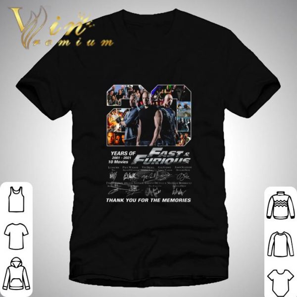 Fast & Furious 20 year of 2001-2021 10 movies Paul Walker Vin Diesel Dwayne Johnson shirt 1