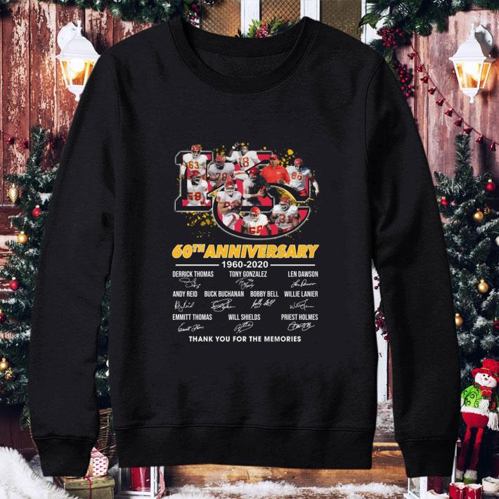 Original Kansas City Chiefs 60th anniversary 1960-2020 signatures thank you for the memories shirt
