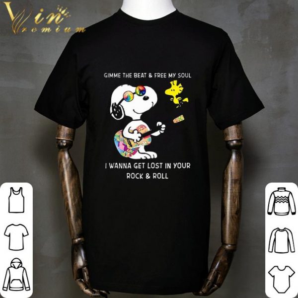 Snoopy Play Guitar Peace Woodstock Gimme The Beat & Free My Soul shirt 2