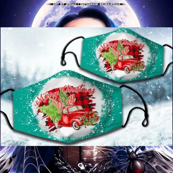 Truck Merry Christmas Y'all face mask 3