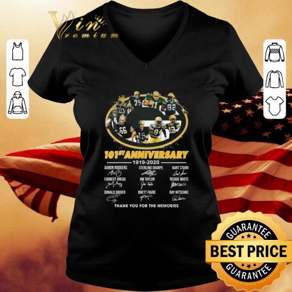 Funny 101st anniversary 1919-2020 Green Bay Packers Signatures shirt 3