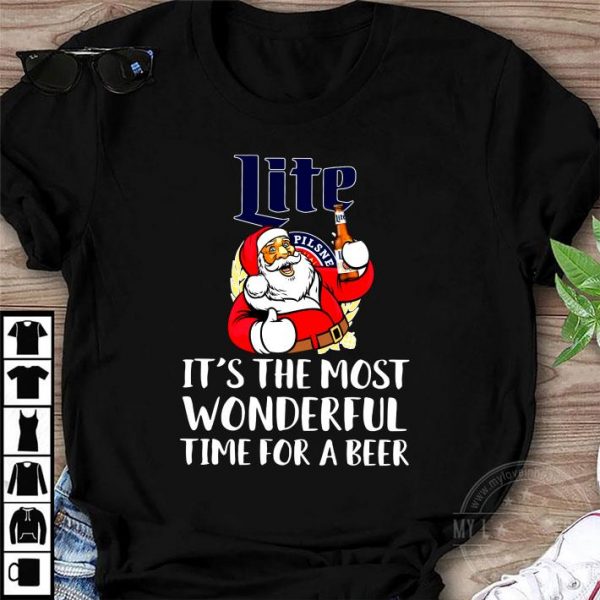 Original Christmas Miller Lite It's The Most Wonderful Time For A Beer shirt 1