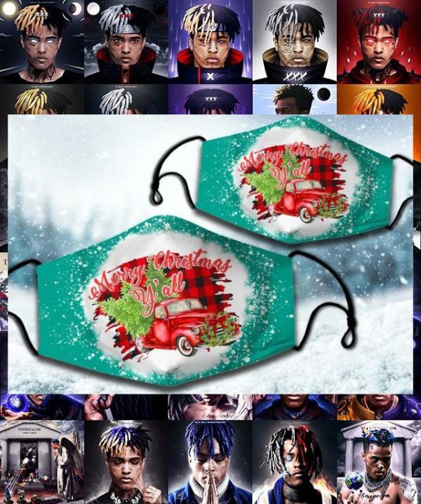 Truck Merry Christmas Y'all face mask 1