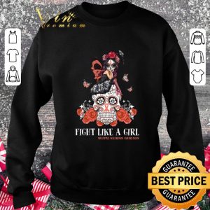 Original Girl Sugar Skull Fight Like A Girl Multiple Sclerosis Awareness shirt 5