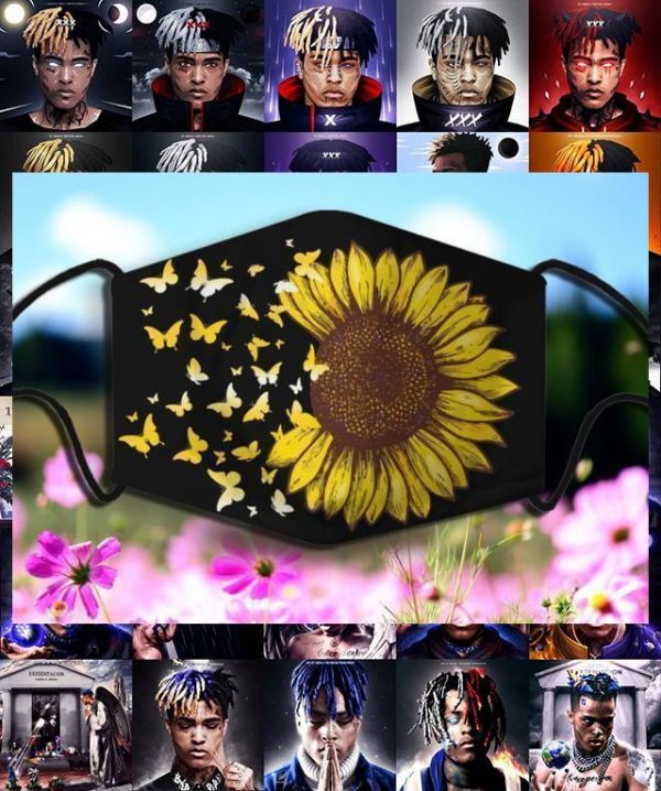 Beautiful butterfly sunflower face mask 1