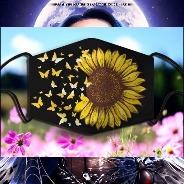 Beautiful butterfly sunflower face mask 3