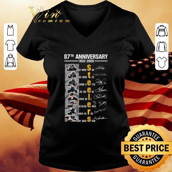 Funny Pittsburgh Steelers 87th anniversary 1933-2020 signatures shirt 3