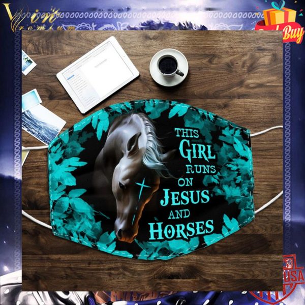 This girl runs on Jesus and horses Christ face mask 3