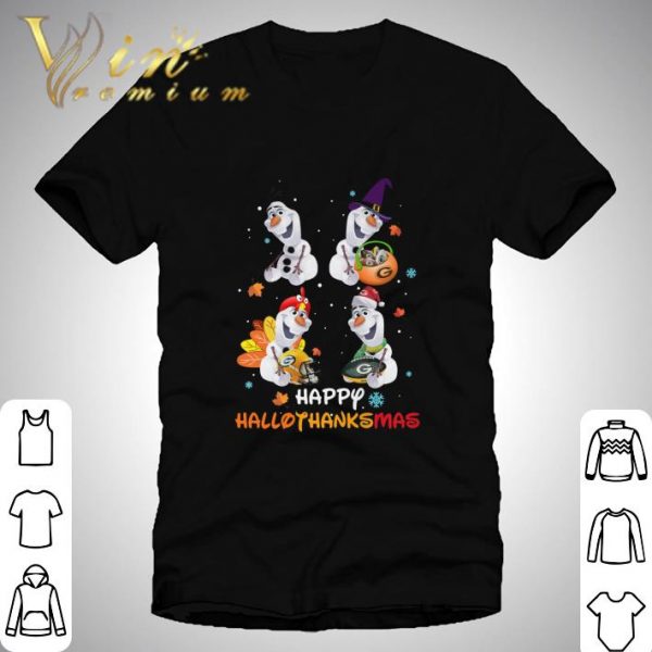 Olaf Green Bay Packers Happy Hallothanksmas shirt 1