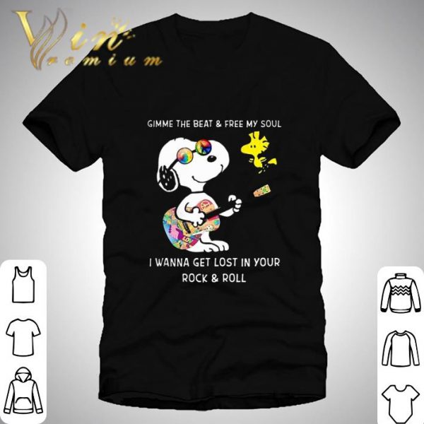 Snoopy Play Guitar Peace Woodstock Gimme The Beat & Free My Soul shirt 1