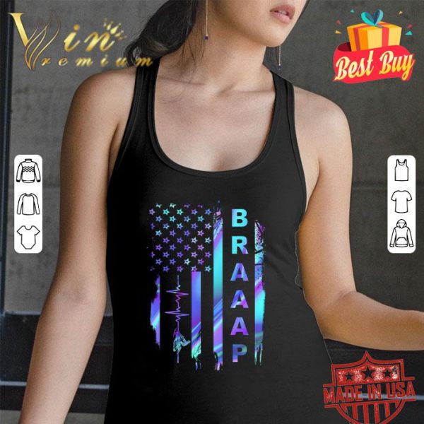 Hot Snowmobile Heartbeat American Flag shirt 3