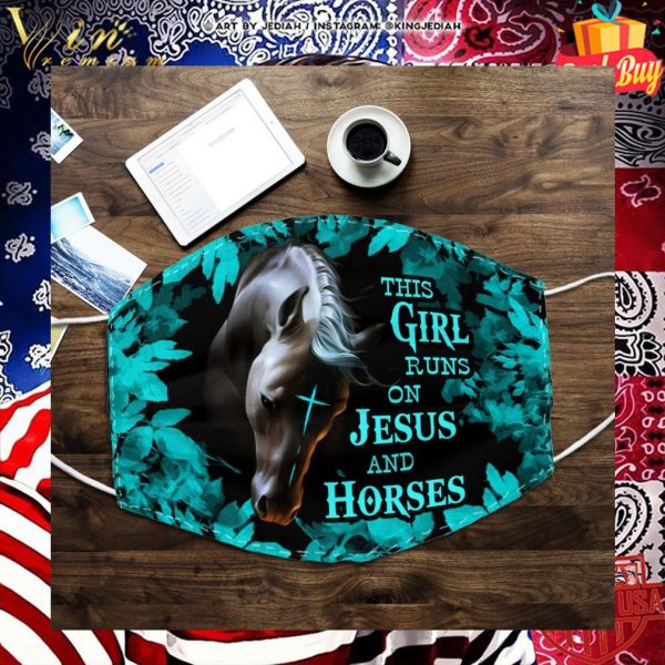 This girl runs on Jesus and horses Christ face mask 2