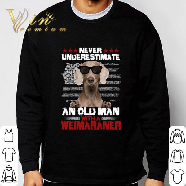 Never Underestimate An Old Man With A Weimaraner American Flag shirt 3
