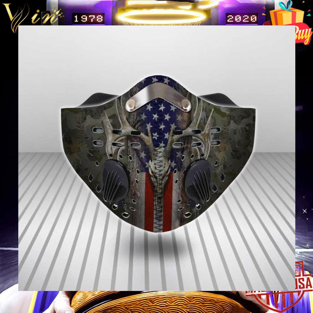 Hunting Deer American Flag Camo Face Mask With Filter 9 Hunting Deer American Flag Camo Face Mask With Filter