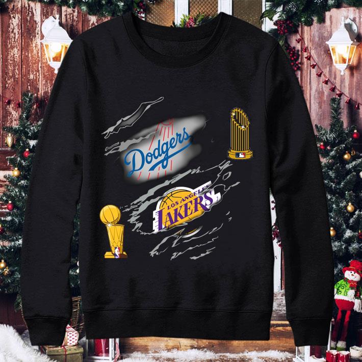 Original Champions Los Angeles Dodgers and Los Angeles Lakers Torn shirt 9 Original Champions Los Angeles Dodgers and Los Angeles Lakers Torn shirt