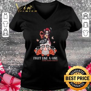 Original Girl Sugar Skull Fight Like A Girl Multiple Sclerosis Awareness shirt 4