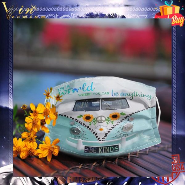 Peace bus in a world where you can be anything be kind face mask 3