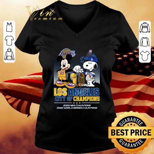 Best Lakers Dodgers Mickey Snoopy Los Angeles City Of Champions 2020 shirt 3