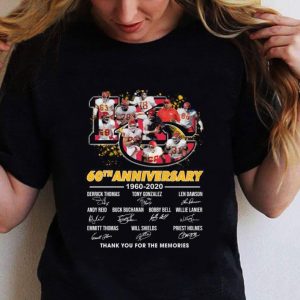 Original Kansas City Chiefs 60th anniversary 1960-2020 signatures thank you for the memories shirt 4