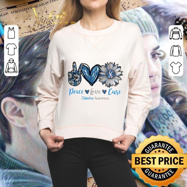 Official Peace Love Cure Diabetes Awareness Sunflower shirt 2