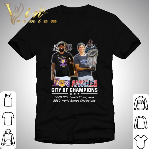 Lakers Dodgers LeBron James Corey Seager Los Angeles city of champions 2020 shirt 1