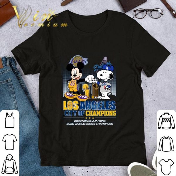 Best Lakers Dodgers Mickey Snoopy Los Angeles City Of Champions 2020 shirt 1
