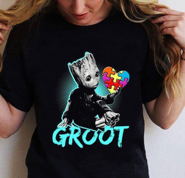 Original Guardian Of The Galaxy Groot Autism Awareness Puzzle Pieces shirt 2