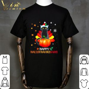 Black Cat Happy Hallothanksmas shirt 4