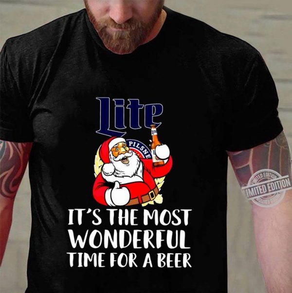 Original Christmas Miller Lite It's The Most Wonderful Time For A Beer shirt 3