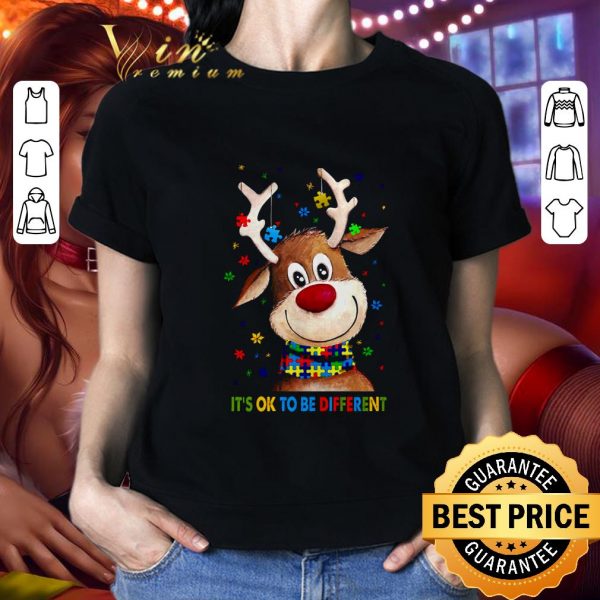 Funny Reindeer Autism it's ok to be different shirt 2