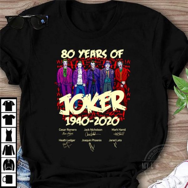 Premium 80 Years Of Joker 1940-2020 Signatures Cesar Romero Jack Nicholson shirt 1