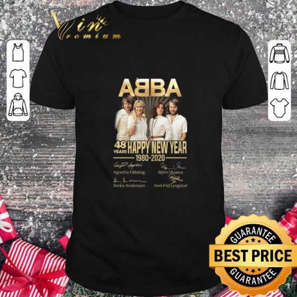 Original ABBA Band 48 Years Happy New Year 1980-2020 Member Signatures shirt 1