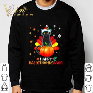 Black Cat Happy Hallothanksmas shirt 5