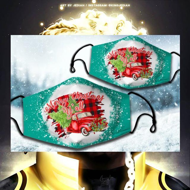Truck Merry Christmas Y'all face mask 9 Truck Merry Christmas Y'all face mask