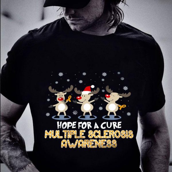 Premium Reindeer Hope For A Cure Multiple Sclerosis Awareness Christmas shirt 2