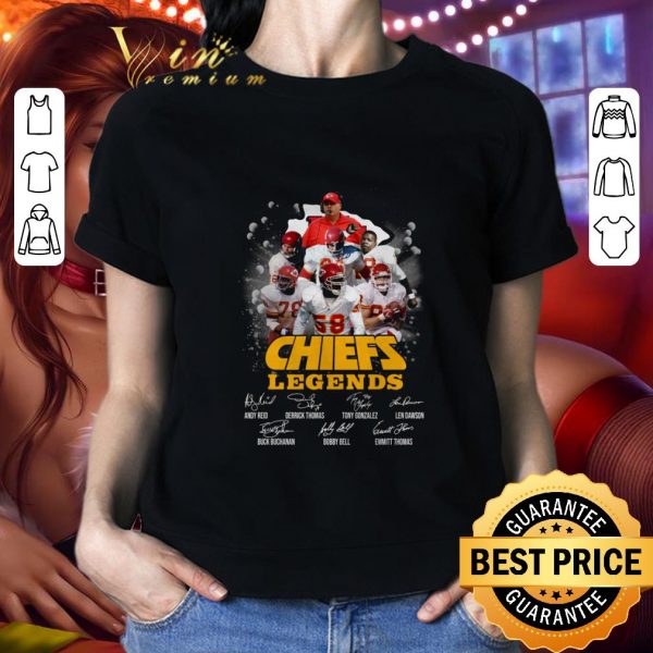 Funny Kansas City Chiefs signatures legends never die shirt 2