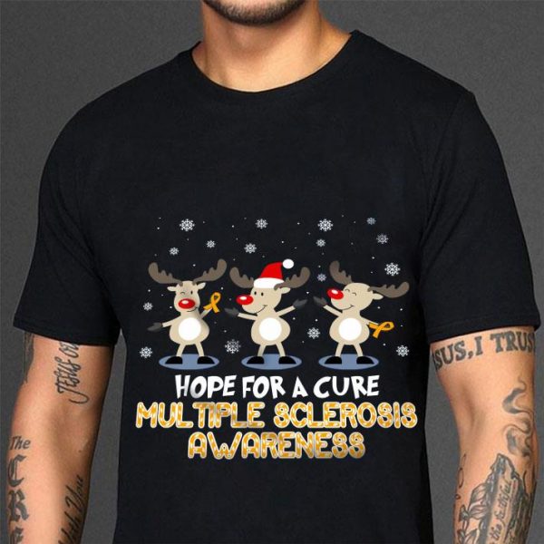 Premium Reindeer Hope For A Cure Multiple Sclerosis Awareness Christmas shirt 3