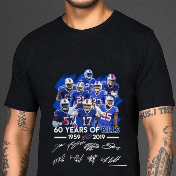 Original 60 Years Of Buffalo Bills Team NFL 1959-2019 Signatures shirt 3