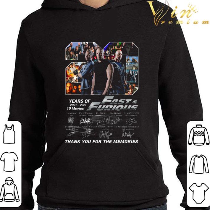 Fast & Furious 20 year of 2001-2021 10 movies Paul Walker Vin Diesel Dwayne Johnson shirt