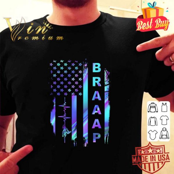 Hot Snowmobile Heartbeat American Flag shirt 2