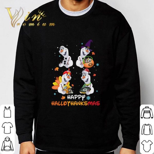 Olaf Green Bay Packers Happy Hallothanksmas shirt 3