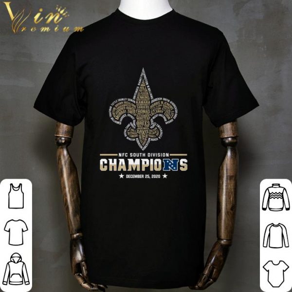 Names New Orleans Saints NFC South Division Champions December 2020 shirt 2