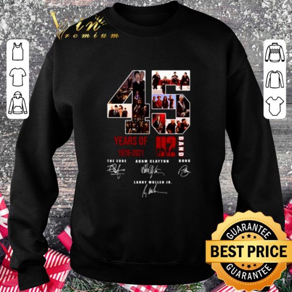 Hot U2 Band 45 Years Of 1976-2021 Signatures The Edge Adam Clayton shirt 3